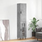 vidaXL Highboard betonggrå 34,5x34x180 cm konstruert tre