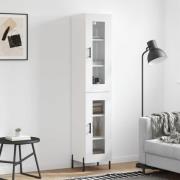 vidaXL Highboard høyglans hvit 34,5x34x180 cm konstruert tre