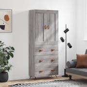 vidaXL Highboard grå sonoma 69,5x34x180 cm konstruert tre