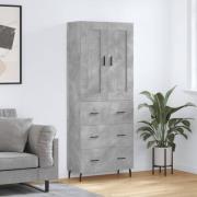 vidaXL Highboard betonggrå 69,5x34x180 cm konstruert tre