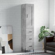 vidaXL Highboard betonggrå 34,5x34x180 cm konstruert tre