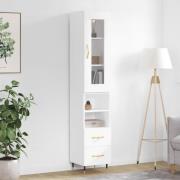 vidaXL Highboard høyglans hvit 34,5x34x180 cm konstruert tre