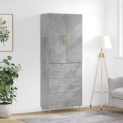 vidaXL Highboard betonggrå 69,5x34x180 cm konstruert tre