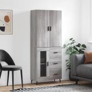 vidaXL Highboard grå sonoma 69,5x34x180 cm konstruert tre