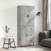 vidaXL Highboard betonggrå 69,5x34x180 cm konstruert tre