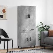 vidaXL Highboard betonggrå 69,5x34x180 cm konstruert tre