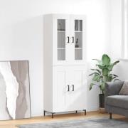 vidaXL Highboard høyglans hvit 69,5x34x180 cm konstruert tre