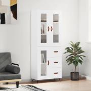 vidaXL Highboard høyglans hvit 69,5x34x180 cm konstruert tre