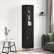 vidaXL Highboard svart 34,5x34x180 cm konstruert tre