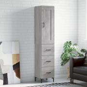 vidaXL Highboard grå sonoma 34,5x34x180 cm konstruert tre