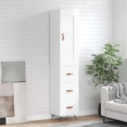 vidaXL Highboard høyglans hvit 34,5x34x180 cm konstruert tre