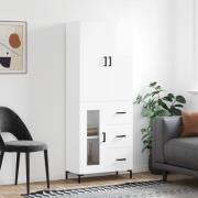 vidaXL Highboard høyglans hvit 69,5x34x180 cm konstruert tre