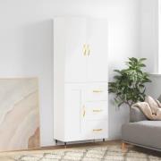 vidaXL Highboard høyglans hvit 69,5x34x180 cm konstruert tre