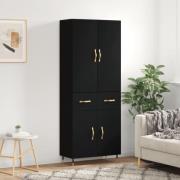 vidaXL Highboard svart 69,5x34x180 cm konstruert tre