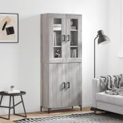 vidaXL Highboard grå sonoma 69,5x34x180 cm konstruert tre