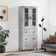 vidaXL Highboard betonggrå 69,5x34x180 cm konstruert tre