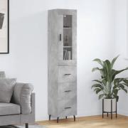 vidaXL Highboard betonggrå 34,5x34x180 cm konstruert tre