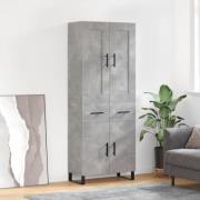 vidaXL Highboard betonggrå 69,5x34x180 cm konstruert tre