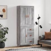 vidaXL Highboard grå sonoma 69,5x34x180 cm konstruert tre