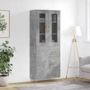 vidaXL Highboard betonggrå 69,5x34x180 cm konstruert tre