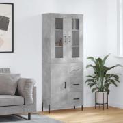 vidaXL Highboard betonggrå 69,5x34x180 cm konstruert tre