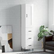 vidaXL Highboard høyglans hvit 34,5x34x180 cm konstruert tre