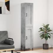 vidaXL Highboard betonggrå 34,5x34x180 cm konstruert tre