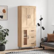 vidaXL Highboard sonoma eik 69,5x34x180 cm konstruert tre