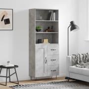 vidaXL Highboard betonggrå 69,5x34x180 cm konstruert tre