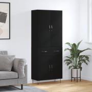 vidaXL Highboard svart 69,5x34x180 cm konstruert tre