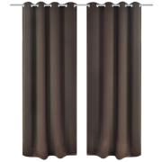 Energisparende gardiner med metallringer 2 stk brun 135 x 245 cm