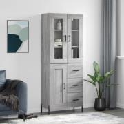 vidaXL Highboard grå sonoma 69,5x34x180 cm konstruert tre