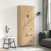 vidaXL Highboard sonoma eik 69,5x34x180 cm konstruert tre