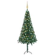 vidaXL Kunstig hjørnejuletre med LED og kulesett grønn 240 cm PVC