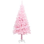 vidaXL Forhåndsbelyst kunstig juletre med stativ rosa 120 cm PVC