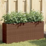 vidaXL Plantekasse med 2 potter brun 90x20x40 cm polyrotting