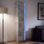 vidaXL Garderobe med LED betonggrå 41,5x32,5x200 cm konstruert tre