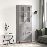 vidaXL Highboard grå sonoma 69,5x34x180 cm konstruert tre