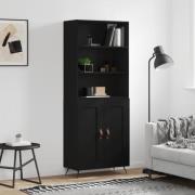 vidaXL Highboard svart 69,5x34x180 cm konstruert tre