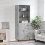 vidaXL Highboard betonggrå 69,5x34x180 cm konstruert tre