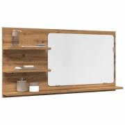 vidaXL Baderomshylle med speil artisan eik 90x11x45 cm konstruert tre