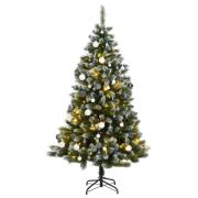 vidaXL Kunstig hengslet juletre med 300 LED og kulesett 210 cm