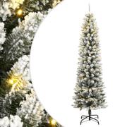 vidaXL Kunstig juletre med 300 LED flokket snø slankt 210 cm