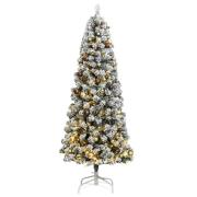 vidaXL Kunstig hengslet juletre med 300 LED og kulesett 210 cm