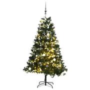 vidaXL Kunstig hengslet juletre med 300 LED og kulesett 180 cm