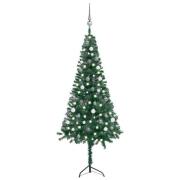 vidaXL Kunstig hjørnejuletre med LED og kulesett grønn 180 cm PVC