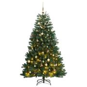 vidaXL Kunstig hengslet juletre med 300 LED og kulesett 240 cm