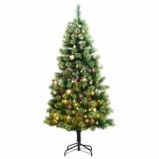 vidaXL Kunstig hengslet juletre med 150 LED og kulesett 120 cm