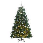 vidaXL Kunstig hengslet juletre med 150 LED og kulesett 120 cm