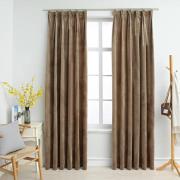 vidaXL Lystette gardiner med kroker 2 stk fløyel beige 140x225 cm